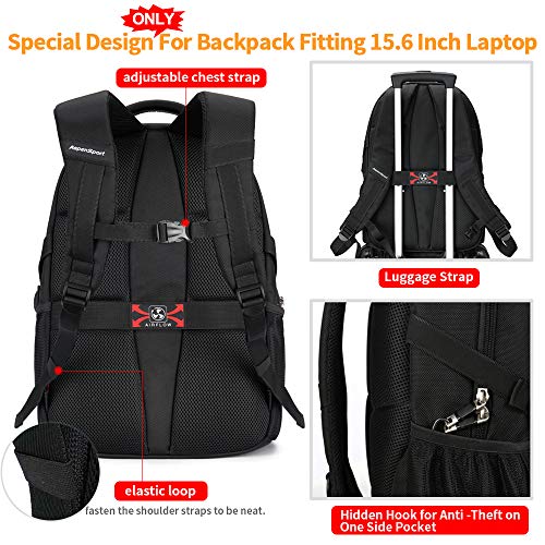 ASPENSPORT Laptop Backpack Fit 15.6 Inch Notebook Durable College School Students Book Bag with Sternum Strap Water Repellent Travel Computer Bag 28L with Luggage Strap Navy