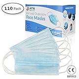 Disposable Surgical Face Mask for Flu - Pack of 110 Mouth Masks - Protects Against Dust, Pollution & Allergens - Comfortable & Breathable Surgical Mask - Medical Mask for Everyday Use