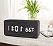 Wooden Alarm Clock, Warmhoming LED Digital Clock with White Backlight, Voice Control and Display Time, Date, Temperature for Home & Office (Black)