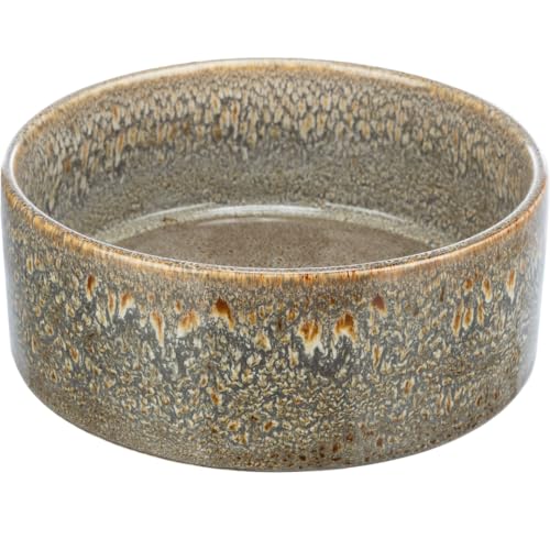 TRIXIE Ceramic Dog Bowl 900 ml – Brown Food Bowl for Dogs Ø 16 cm – Heavy, Non-Slip, Durable and Dishwasher-Safe – 25111
