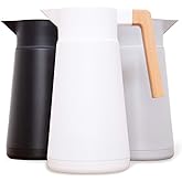 Hastings Collective Thermal Coffee Carafe 68 Oz - Large Stainless Steel Insulated Carafe - 2 Liter Double Walled Vacuum Thermos Coffee and Beverage Dispenser with Tea Infuser and Strainer (White)