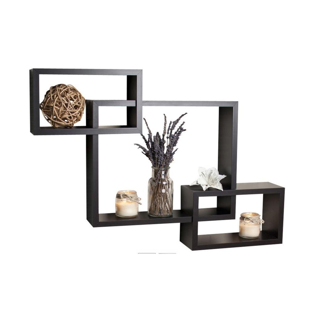 DecorNation Wall Shelf Set of 3 Rectangular Shelves Wall Décor Black