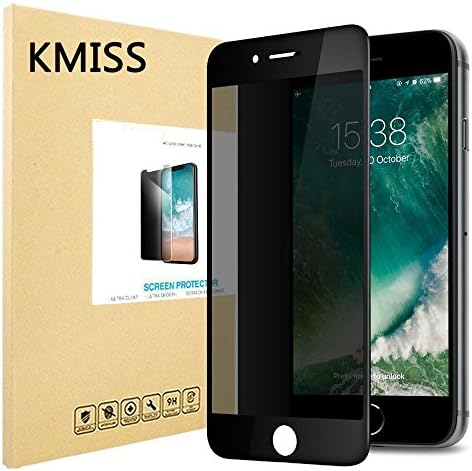 iPhone 8 Plus / 7 Plus Privacy Tempered Glass Screen Protector, KMISS Anti-Spy [Anti-Scratch] [Anti-Fingerprint] [Bubble Free] [Full Coverage] for iPhone 7 Plus/ 8 Plus (1 Pack)