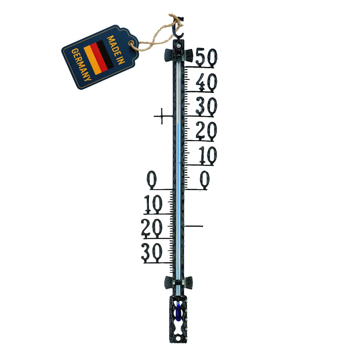 TFA Dostmann 12.5001.01 Analogue Outdoor Thermometer Metal with Freestanding Degrees Weatherproof Black L99 x W28 x H417 mm