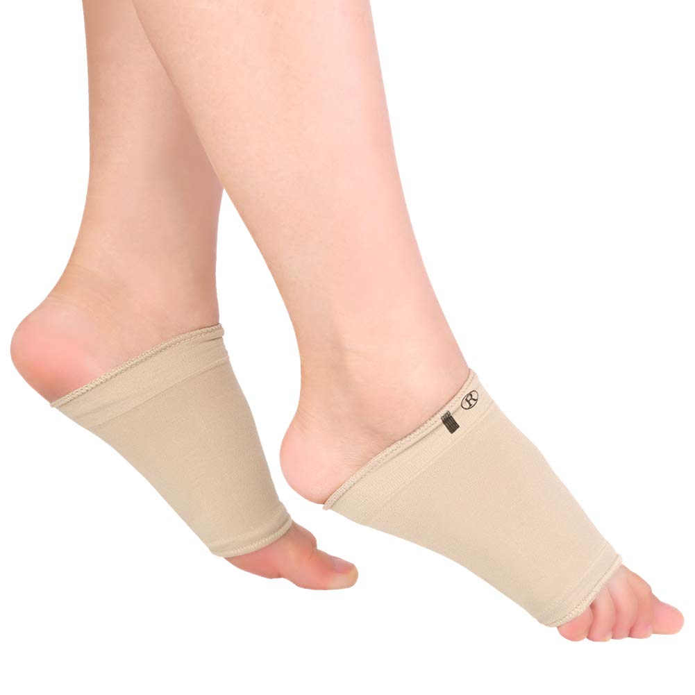 Arch Support Braces, 2 Pairs Compression Cushioned Arch Support Sleeves with Gel Cushions for Plantar Fasciitis, Flat Feet, High Arches, Soft Arch Support Socks for Men and Women