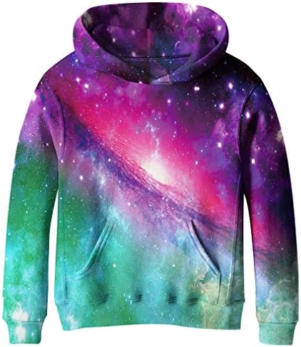 SAYM Teen Boys' Galaxy Fleece Sweatshirts Pocket Pullover Hoodies 4-16Y