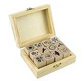 Wood Rubber Stamp, 12Pcs Korea DIY Diary Scrapbook Stamp Set -Nature