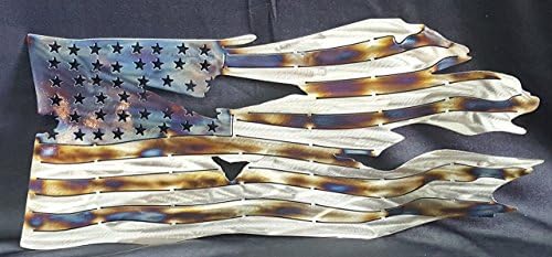 Battle Torn Flag, Metal Wall Hanging Battle Worn Flag, American Flag, Metal Flag, Patriotism, USA, Red White and Blue, 4th of July, America
