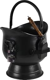 Sterling Ventures Steel Sallet Coal Bucket Scuttle with Cast Iron Shovel Black view 1