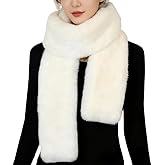 EMGILL Faux Rabbit Fur Scarf for Women Thick Plush Winter Warm Wraps 1920s Fluffy Party Shawl Luxury Wedding Fur Stole