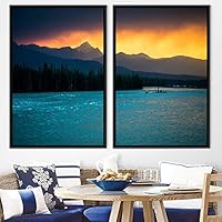 2 Piece Framed Canvas Wall Art Sunset Canvas Prints Home Artwork Decoration for Living Room,Bedroom - 16