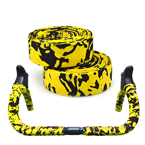 PiscatorZone Anti Skid Sponge Belt Bicycle Bar Tape Camouflage Sponge Handle Strap Mountain Bike Bandage Bicycle Accessories (Yellow Camouflage) - Thumbnail 2