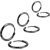 EACHLP Unisex 18K Real Gold Plating Surgical Steel Sleeper Tiny Hoop Earrings,Nose Ring Septum Ring Helix Ring Daith Ring Lip Ring Nipple Ring Snug Ring Rook Ring Body Piercing Jewelry