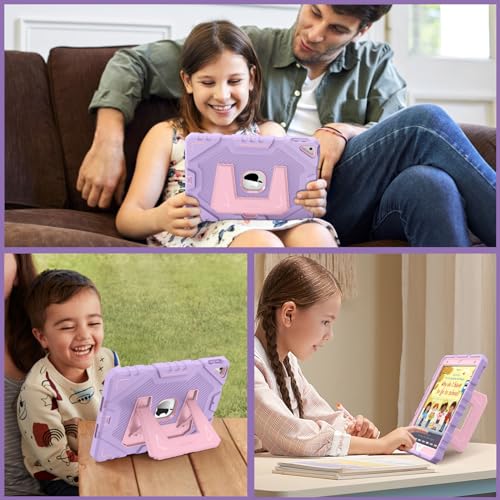 FINTIE Kids Case for iPad 9th / 8th / 7th Generation (2021/2020/2019) 10.2 inch, Fully-Body Rugged Heavy Duty Shockproof Protective Case w/Built-in Kickstand for Boys & Girls, Purple