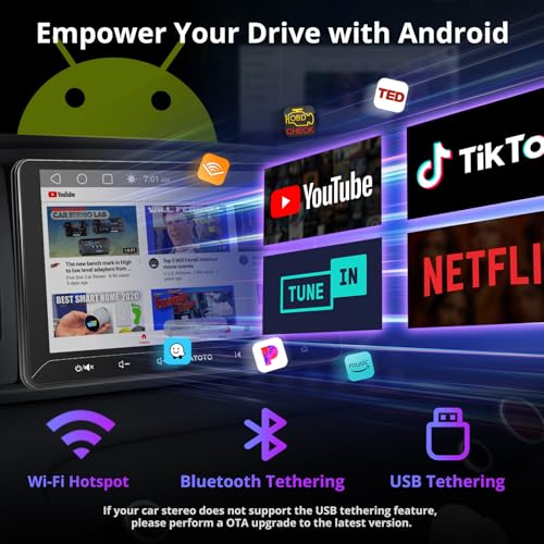 ATOTO A5L 2 Din Android 2G+32G Car Radio, 10 Inch Touchscreen GPS for Car, WiFi/BT/USB, CarPlay Wireless and Android Car Wireless Backup Camera, MirrorLink, DSP, FM/RDS/TF