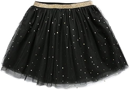 bbhoney Little Girls layered Tutu Skirt Dance Birthday Ballet Tulle Dress up (2T/3T, Star Black)