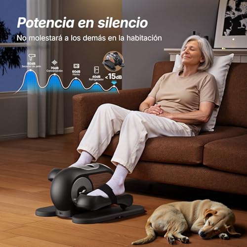 MERACH Elíptica de Escritorio para Casa, Mini Bicicleta Elíptica Eléctrica, Control Remoto, Pantalla, Alfombra Antideslizante, 12 Velocidades, Silenciador y Portátil