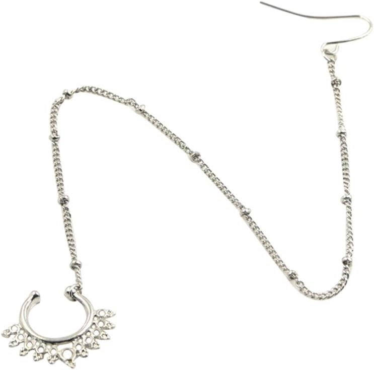 DOOMUUT Fake Nose Rings Non Pierced Stud Nose to Ear Chain