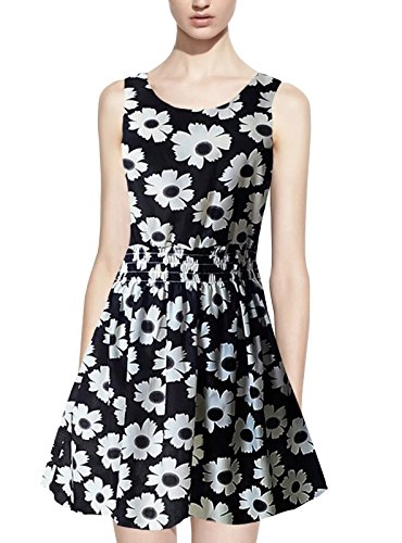 เดรสแขนสั้นless printed chiffon sunเดรส(dress) latud