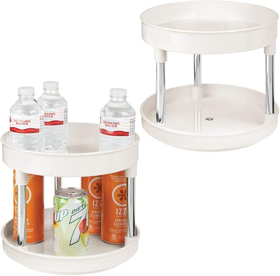 mDesign Set of 2 Lazy Susan Spice Rack 2Tier Kitchen Storage Unit