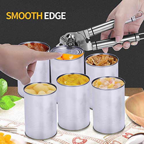 Kebley Stainless Steel Can Opener Manual Food-safe Good Gripswith Built-in Bottle Opener