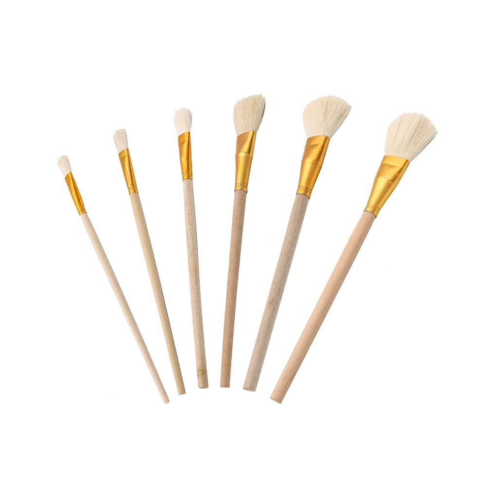 Gilding Brush Set, Goat Hair Brush, Leaf Sweeper, Paint Brush for Edible Gold Leaf, Gold Flakes, Gold Leaf Sheets 6 per Pack