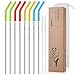 OHOCO Stainless Steel Metal Drinking Straws with Flexible Silicone Tips - 10.5” Long x 8mm Wide for 30oz 20oz Tumblers, Set of 8 with 2 Cleaning Brushes 1 Portable Case