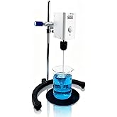 Digital Lab Overhead Stirrer,Speed 100-2000rpm,Max.Torque 20N·cm,Max.Viscosity 10000mpas,10L(H₂O), Lab Mixer with Overload Protection, Overhead Mixer with Support Stand&PTFE Stirring Rod,110-220V