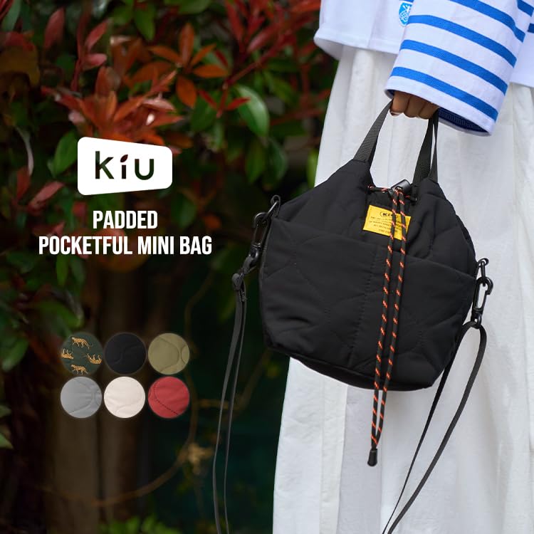 キウ(Kiu) Kiu K384-967 Padded, Pocketta, Full Mini Bag, Waterproof, Water Repellent, Unisex, Unisex, Shoulder Bag, Handbag, 2-Way, Quilted Pocket, Stylish, Cute, Casual, Simple, Ivory
