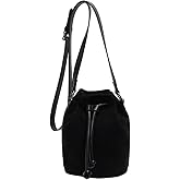 WTWU Retro Suedes Bucket Bag With Adjustable Drawstring Closure Fashion Crossbody Bag Phone Pouches For Everyday Essential