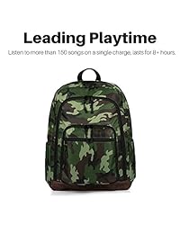 Mochila para altavoces Bluetooth con altavoces de 15 vatios y subwoofer para fiestas festivales playa escuela. Recargable, funciona con iPhone y Android (Camo, edición Premium 2018).