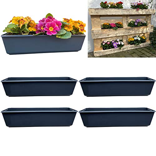 Hossi's Wholesale 4er Blumenkasten Set Balkonkasten Einsatz passend für Europaletten für Blumen, Kräuter und Früchte 4…