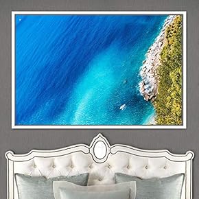 signwin Framed Canvas Wall Art Coastal Scenery Aerial...