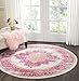 Nourison Passion Ivory/Fuchsia 4' x Round Area Rug, Boho, Traditional, Easy Clean, Non Shedding, Bed Room, Living Room, Hallway, (4' Round)