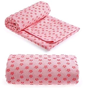 OhhGo Yoga Towel Non-Slip Absorbent Yoga Mat Towel with Carry Bag for Hot Yoga Pilates Workout 183 * 63cm