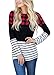 Merryfun Women's Color Block Plaid Tunic Tops Striped Long Sleeve Casual Thick Shirt Blouse