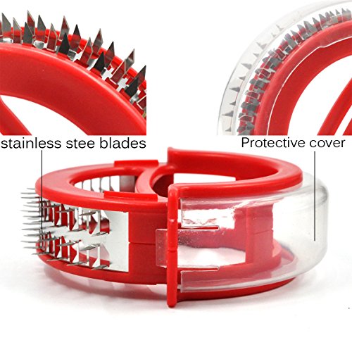 PROKITCHEN Meat Tenderizer Sharp Stainless Steel Blades for Steak Chicken Pork (Red)
