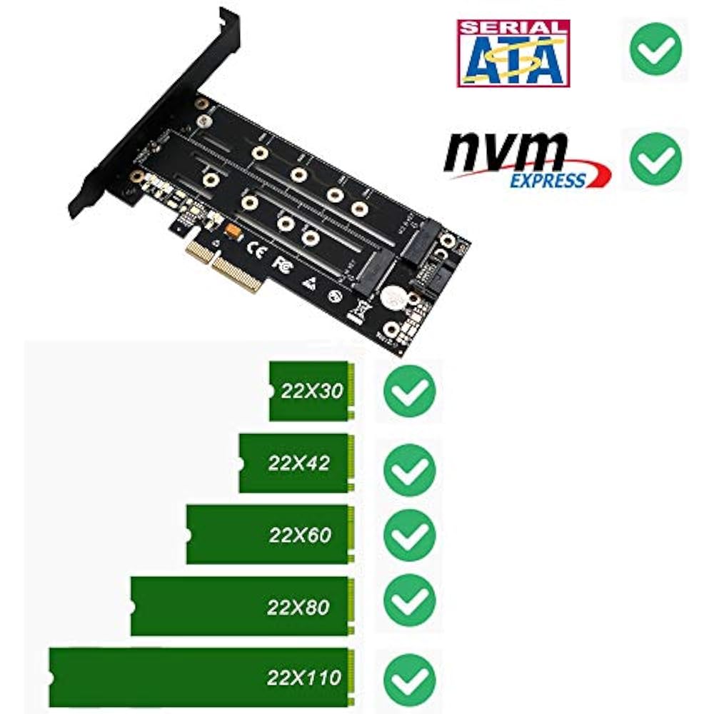 Dual M.2 SSD NVME (m Key) Or SATA (b To PCIe 3.0 X 4 Host Controller