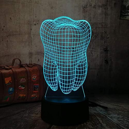 Orangeww 3D Visual Illusion Lamp/Touch Table Desk Lamp/7 Color Light for Girls/Children's Day Gift/Art and Crafts / 3D Tooth Teeth [Energy Class A++]