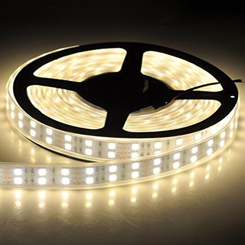 LEDENET 5M Double Row 600LEDs SMD 5050 LED Flexible Strip Lighting DC 12V Warm White Waterproof IP67 Outdoor Use