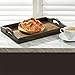 MyGift Dark Brown Rectangular Wood and Rattan Breakfast Serving Tray with Handles