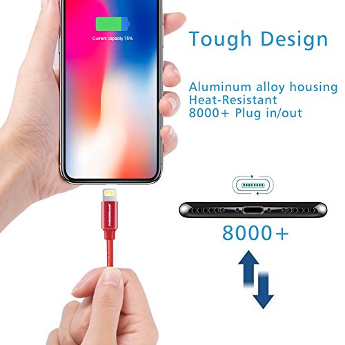POWERbeast iPhone Charger Lightning Cable 3FT 6FT(3PACK) Nylon+Fishing Line Braided Charging Cable Cord to USB Charger Compatible with iPhoneX 8 8Plus 7 7Plus 6s 6sPlus 6 6Plus 5 5s 5cSE iPad iPod