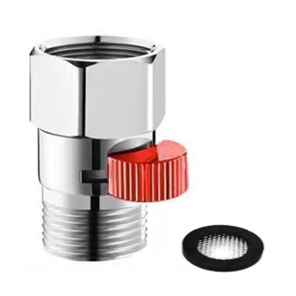 Brass Shower Head Water Flow Control Valve Universal Replacement (Red)