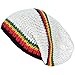 Asian Idyllica Rasta Stripe Handmade Crochet Beanie One Size Ivory White