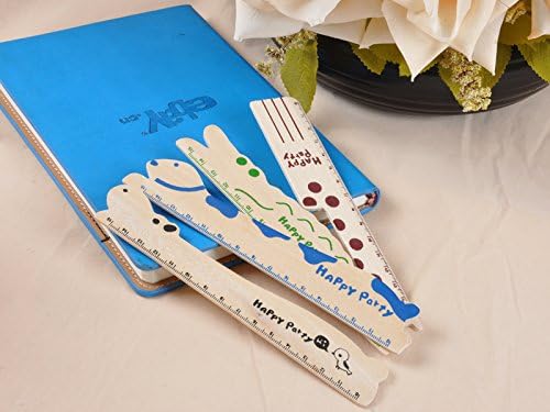 4PCS Stationery Cute Cartoon Animal Wooden Student Kids Wood Drawing Ruler