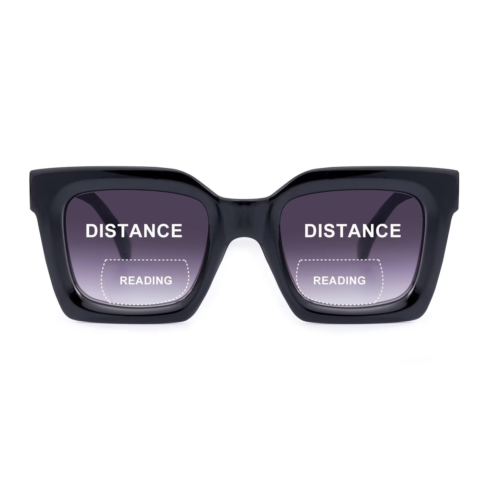 SKYWAY Bifocal Sunglasses For Women Men, Classic Retro Reading Sunglasses, Outdoor Sun Reading Glasses With Spring Hinges, UV400 Protection Black 1.5