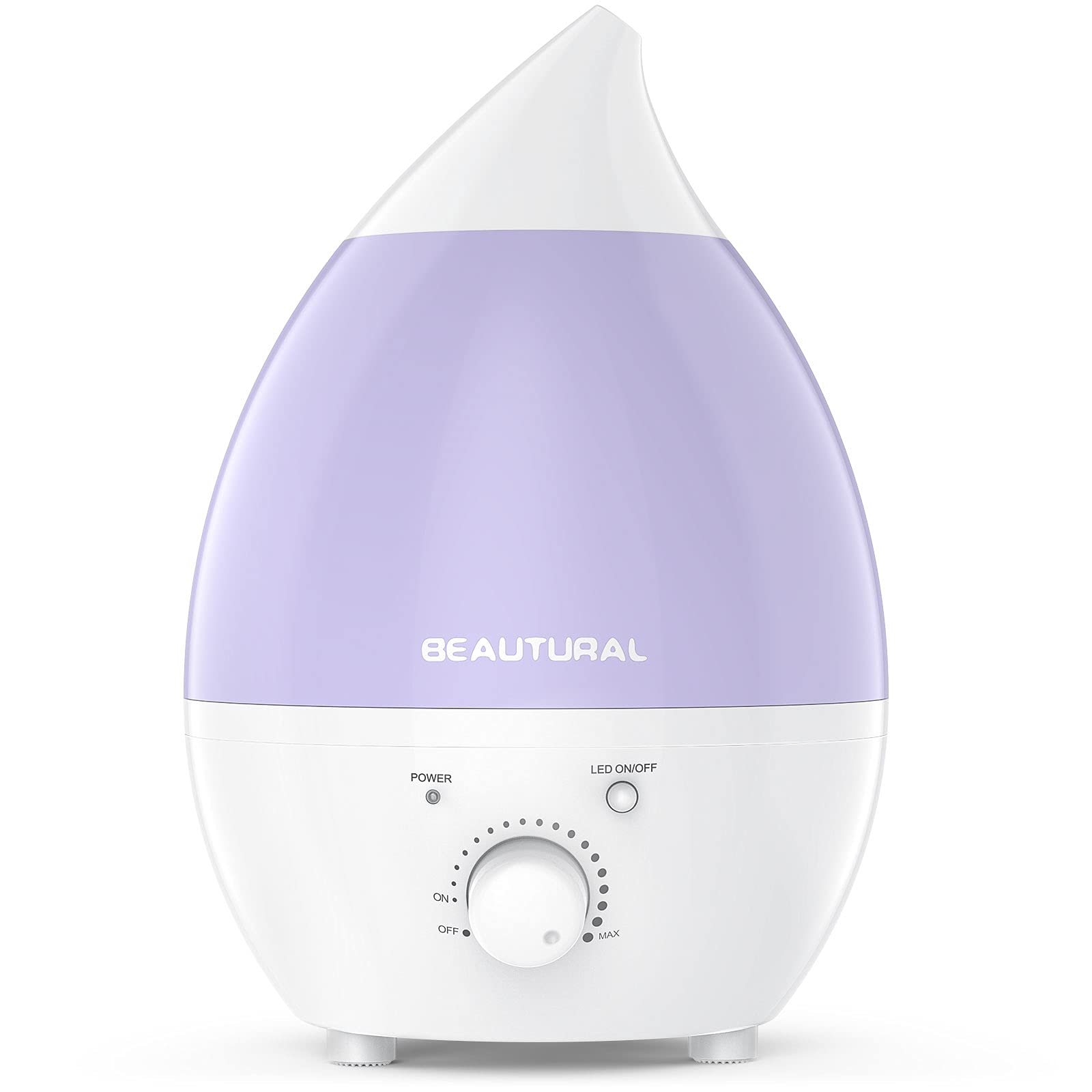 BEAUTURAL Cool Mist Humidifier, 1300ML 0.29Gal Ultrasonic Humidifiers, End for Dry Air, No Noise 7 Color LED Night Lights with Automatic Shut-off Function