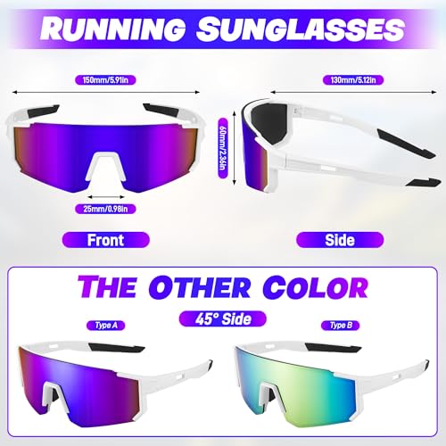 Starvortex 2 Pieces UV400 Men's Cycling Glasses, Polarized Sports Glasses, Super Light TR90 MTB Running Glasses, Ideal for Biking, Running, Fishing, Trekking and Climbing (2 Colors)