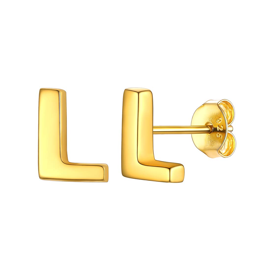 ChicSilver Gold Plated Initial L Stud Earrings for Women Tiny Letter Studs Monogram Alphabet Jewelry