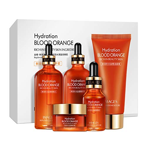 Reddhoon 5 Pcs/Set Hydration Blood Orange Skin Care Kit, Includes Cleansing Cream, Toner, Essence Cream, Stock Solution, Essence Lotion